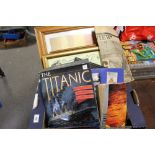 A COLLECTION OF TITANIC RELATED COLLECTABLES TO INCLUDE NEWSPAPER CUTTINGS, BOOKS, PICTURES ETC.