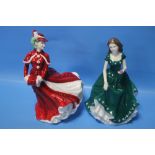 TWO ROYAL DOULTON FIGURINES TO INCLUDE 'CHRISTMAS DAY' HN4552 AND 'IRISH CHARM' HN4580 (2)