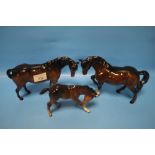 TWO BESWICK HORSES ONE A/F AND A BESWICK FOAL