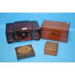 FOUR JEWELLERY BOXES, NO CONTENTS