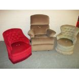 A SHERBOURNE RECLINER AND TWO BEDROOM TUB CHAIRS