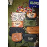 A COLLECTION OF LADIES HANDBAGS INCLUDING LEATHER EXAMPLES