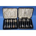 TWO CASED SETS OF SILVER TEASPOONS, ONE BY ELKINGTON & CO.