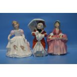 THREE ROYAL DOULTON FIGURINES TO INCLUDE 'AMANDA', 'MISS MUFFET' AND 'BO-PEEP' (3)
