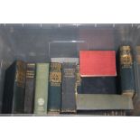 A BOX OF BOOKS INCLUDING CHARLES DICKENS SET ETC.