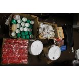 A QUANTITY OF PLASTIC CUPS, SOUP BOWLS, PICNIC PLATES ETC.