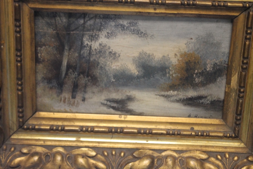 A FRAMED OIL ON BOARD DEPICTING A COUNTRY SCENE SOGNED 'BOSSI' TOGETHER WITH A PAINTING OF A CANAL - Image 2 of 4