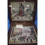 TWO LARGE FRAMED LOWRY PRINTS APPROX. 81 X 74 CM