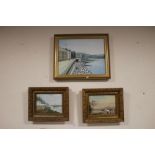 TWO OIL PAINTINGS LANDSCAPES TOGETHER WITH A PAINTING OF A SEAFRONT (3)