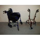 A WHEELCHAIR AND A WALKING AID