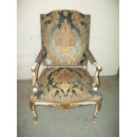 A FRENCH STYLE REPRODUCTION LARGE CARVER CHAIR