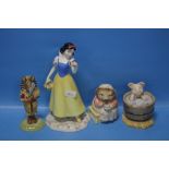 A ROYAL DOULTON DISNEY PRINCESS SNOW WHITE, A BUNNYKINS TUTANKHAMUN, BESWICK 'MRS TIGGY-WINKLE TAKES