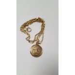 A 9 CT GOLD NECKLACE AND PENDANT