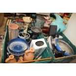 TWO TRAYS OF CERAMICS AND SUNDRIES TO INCLUDE DENBY (TRAYS NOT INCLUDED)