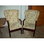 TWO MATCHING HIGH EASY CHAIRS