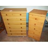TWO FIVE DRAWER CHESTS OF DRAWERS