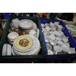 TWO TRAYS OF CERAMICS TO INCLUDE JOHNSON BROTHERS 'SUMMER CHINTZ' (TRAYS NOT INCLUDED)