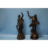 A PAIR OF SPELTER STYLE FIGURES