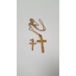 TWO 9 CT GOLD CRUCIFIXES, ONE ON CHAIN