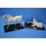 TWO BESWICK HORSES ON PLINTHS 'SPIRIT OF PEACE' AND 'SPIRIT OF FREEDOM'