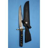 A STUD BOWIE KNIFE WITH SHEATH