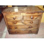 AN ANTIQUE MAHOGANY CHEST OF DRAWERS, TWO OVER THREE