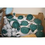 A TRAY OF DENBY GREEN WHEAT POTTERY (TRAY NOT INCLUDED)