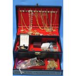 A BOX OF COSTUME JEWELLERY