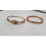 TWO ANTIQUE 9 CT GOLD BANGLES A/F