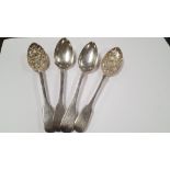 FOUR SILVER DESSERT SPOONS