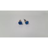 A PAIR OF NEON BLUE APATITE SILVER STUDS