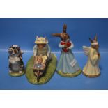 THREE ROYAL DOULTON AND ONE BESWICK FIGURE TO INCLUDE 'MISS MOPPET', 'ANGEL BUNNYKINS', 'LOVEHEART