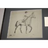 A FRAMED AND GLAZED LIMITED EDITION PRINT OF ARKLE SIGNED