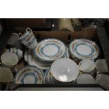 A TRAY OF CROWN STAFFORDSHIRE TEA & DINNERWARE (TRAY NOT INCLUDED)