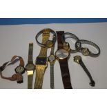 A QUANTITY OF WRIST WATCHES TO INCLUDE A GENTLEMAN'S ZENTENA AND A 1920S LADIES SILVER TYPE