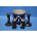 A COLLECTION OF WEDGWOOD JASPERWARE MAINLY BLACK