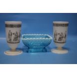 A PAIR OF MID-19TH CENTURY GEORGE BACCHUS & SONS VITRIFIED ENAMEL OPAL ART GLASS GOBLETS WITH