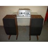 A JVC STEREO SYSTEM AND TWO VINTAGE SPEAKERS