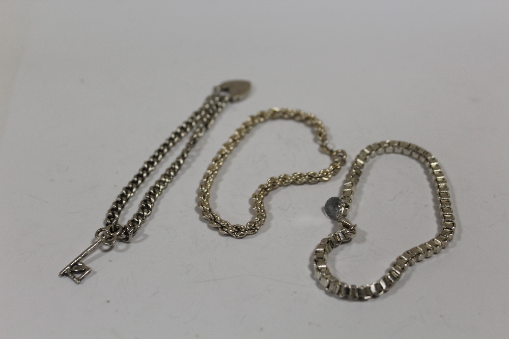 THREE SILVER BRACELETS, APPROX WEIGHT 29G