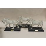 THREE MATTE FINISH BESWICK HORSE FIGURES ON PLINTHS COMPRISING OF 'SPIRIT OF EARTH', 'SPIRIT OF