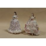TWO ROYAL WORCESTER FIGURES COMPRISING OF GOLD STAMPED 'THE LAST WALTZ' AND 'ROYAL DEBUT'