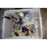 A BOX OF DRAGON FIGURES ETC. TO INCLUDE PEWTER EXAMPLES, THE HOBBIT COLLECTION GANDALF ETC.