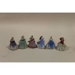 A COLLECTION OF SIX MINIATURE ROYAL DOULTON FIGURINES