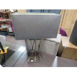 A MODERN CHROMED TABLE LAMP & SHADE, OVERALL H 75 cm