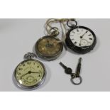 A HALLMARKED SILVER CASED POCKETWATCH BY GEO GRIFFIN OF TAMWORTH A/F, TOGETHER WITH A SWISS MADE