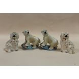 TWO WADE BLOW UP POLAR BEAR FIGURES TOGETHER WITH A PAIR OF BESWICK SPANIEL FIGURES