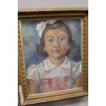 A GILT FRAMED OIL ON BOARD PORTRAIT STUDY OF A YOUNG GIRL