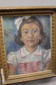 A GILT FRAMED OIL ON BOARD PORTRAIT STUDY OF A YOUNG GIRL