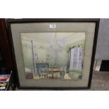 A FRAMED AND GLAZED WATERCOLOUR ENTITLED ARROWSMITH HALL BY C MUMFORD