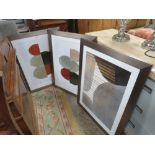 THREE MODERN FRAMED ABSTRACT PRINTS, 90 X 70 cm (3)